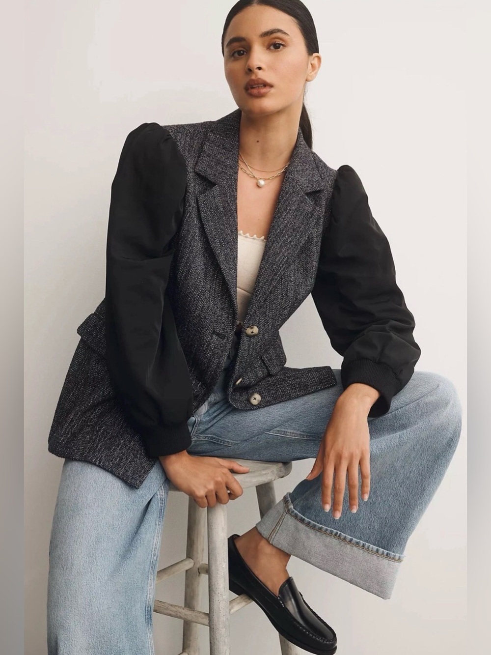 Maeve Anthropologie Mixed Media Relaxed Jacket Women’s 8